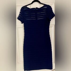 Adrianna Oapell navy blue dress